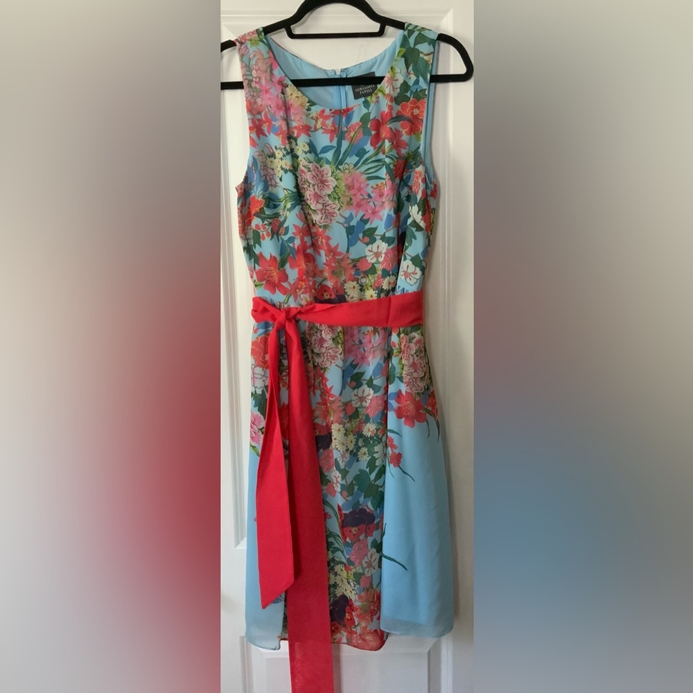 Summer Party Dress! Sleeveless, Light blue floral, Size 14